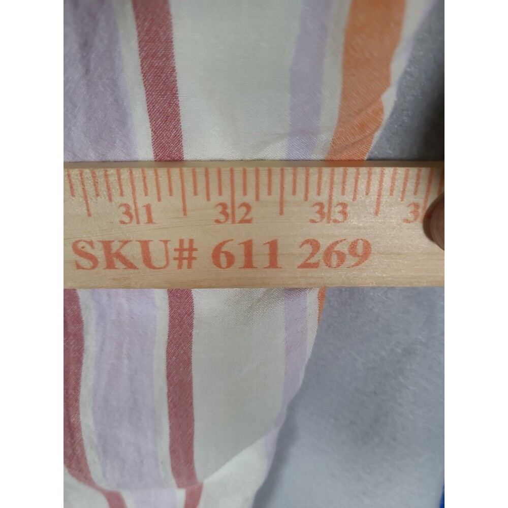 American Eagle Tunic Womens L White Pastel Striped Flowy Boho Button Up Shirt - Picture 6 of 11